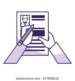 hands human with curriculum vitae isolated icon