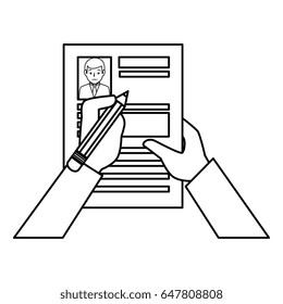 hands human with curriculum vitae isolated icon