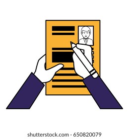 hands human with curriculum vitae isolated icon