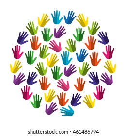 hands human diversity colors icon vector isolated design