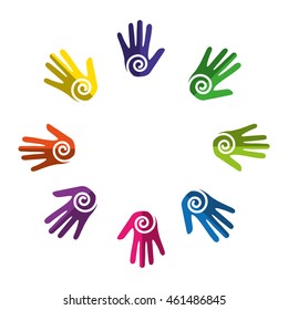 hands human diversity colors icon vector isolated design