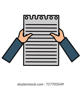 hands human with document paper isolated icon