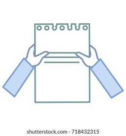 hands human with document paper isolated icon