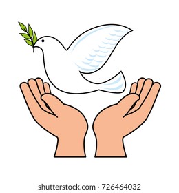 hands human with dove of peace