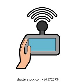 hands human with Drone remote control icon