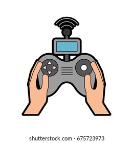 hands human with Drone remote control icon