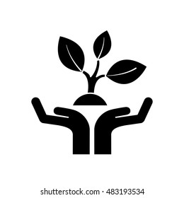 hands human with ecology icon vector illustration design