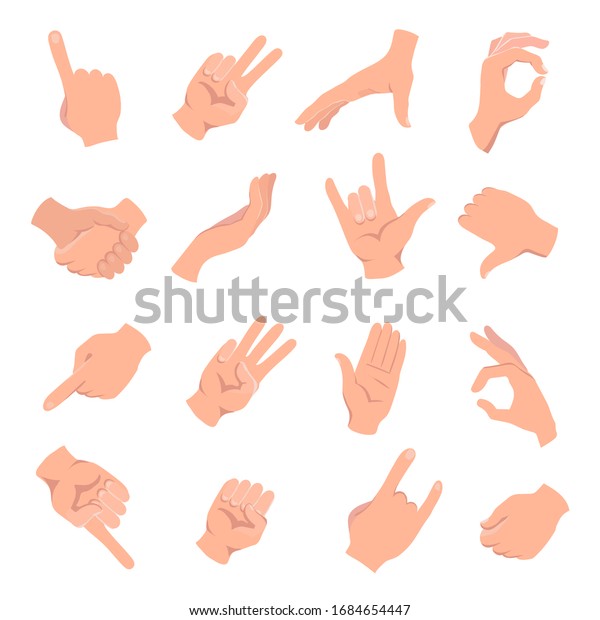 Hands Human Gestures Set Different Human Stock Vector (Royalty Free ...