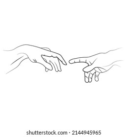 Hands human. Human hands. Hand gestures. Hands isolated on a white background. World creation illustration. Vector illustration