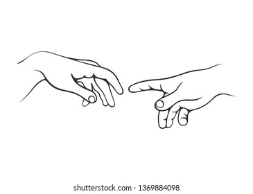 Hands human. Human hands. Hand gestures. Vector illustration of human hands. Hands isolated on a white background. World creation illustration. 