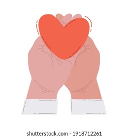 hands human lifting heart icon vector illustration design