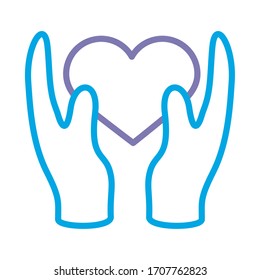 mano humanos levantamiento de corazón solidaridad línea estilo vectorial diseño