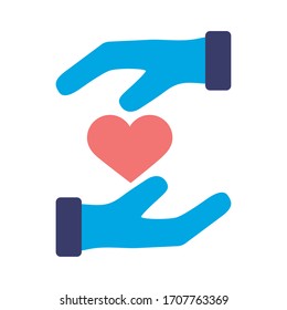 hands human lifting heart solidarity flat style vector illustration design