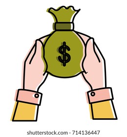 hands human with money bag