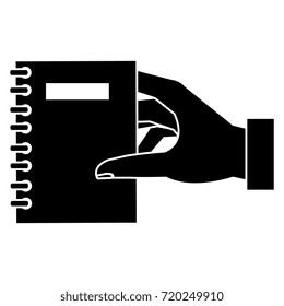 hands human with notebook paper isolated icon