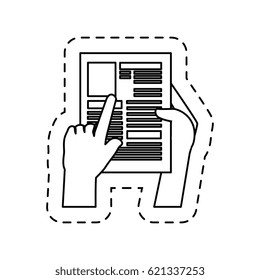 hands human with paper document isolated icon