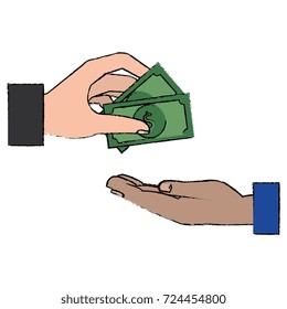 hands human paying money isolated icon