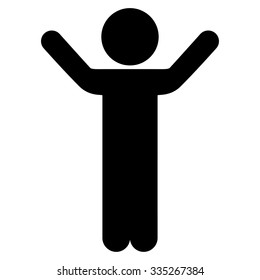 Hands Up Human Profile vector icon. Style is flat symbol, black color, rounded angles, white background.