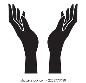 hands human protecting silhouettes icon