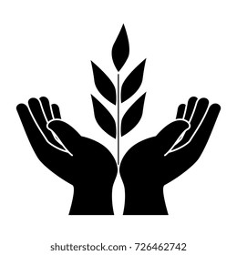 hands human protection with leafs