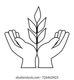 hands human protection with leafs