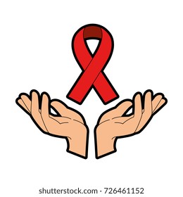 hands human protection with ribbon