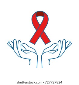 hands human protection with ribbon