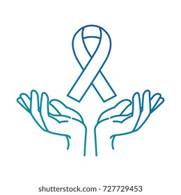 hands human protection with ribbon