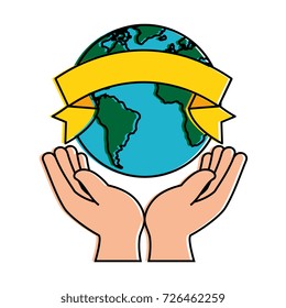 hands human protection with world planet