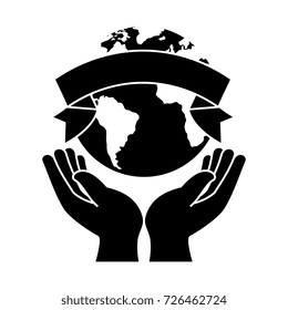hands human protection with world planet