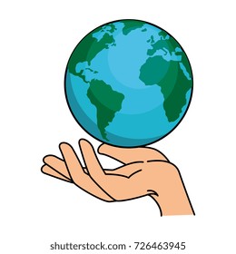 hands human protection with world planet