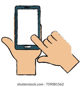 hands human with smartphone device