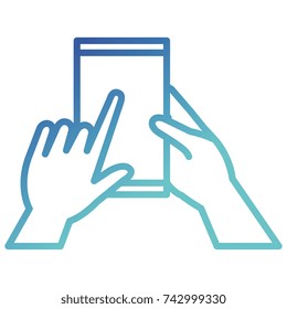hands human with smartphone device isolated icon