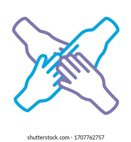 hands human solidarity line style vector illustration design