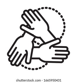 hands human teamwork line style icon vector illustration design