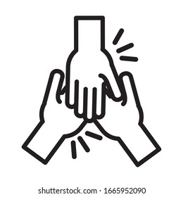hands human teamwork line style icon vector illustration design