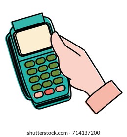 hands human with voucher machine isolated icon