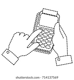 hands human with voucher machine isolated icon