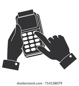 hands human with voucher machine isolated icon