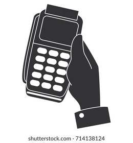 hands human with voucher machine isolated icon