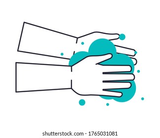 hands human washing with foam vector illustration design