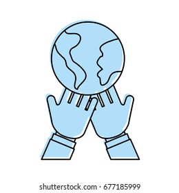 hands human with world planet earth icon
