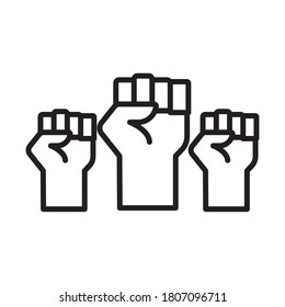 hands humans fists protesting line style icon vector illustration design