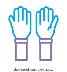 hands humans up line style icon vector illustration design