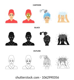 Hands, hygiene, cosmetology and other web icon in cartoon,black,outline style.Bath, clothes, means icons in set collection.