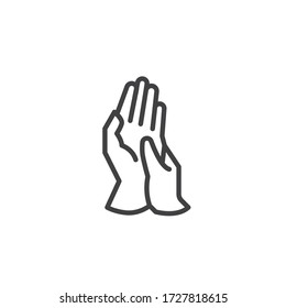 Hands hygiene line icon. linear style sign for mobile concept and web design. Hands washing step outline vector icon. Coronavirus prevention symbol, logo illustration. Vector graphics