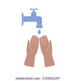 hands and hygiene, tap with water. Isolated vector illustration