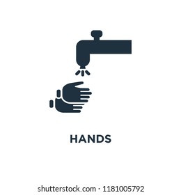 Hands icon. Black filled vector illustration. Hands symbol on white background. Can be used in web and mobile.