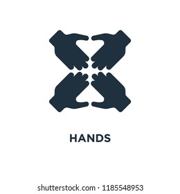 Hands icon. Black filled vector illustration. Hands symbol on white background. Can be used in web and mobile.