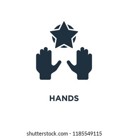 Hands icon. Black filled vector illustration. Hands symbol on white background. Can be used in web and mobile.